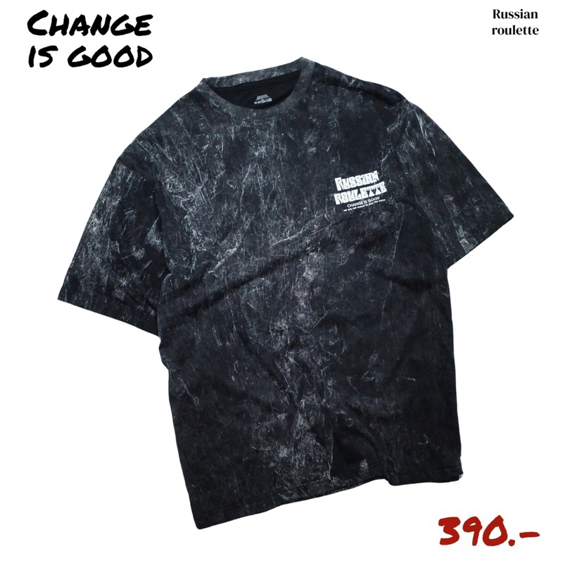 เสื้อยืด Oversize ผ้าฟอกดำสุดเท่ รุ่น Change is good ใส่ได้ทุกเพศ (CH ฟอกดำ)