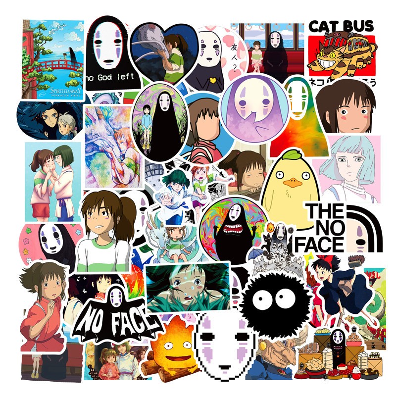 พร้อมส่ง Big Size JAPAN ANIME ลายการ์ตูนอะนิเมะ totoro noface ผีไร้หน้า 50แผ่น กันน้ำ สติ๊กเกอร์ โทรศัพท์มือถือ 宮崎駿