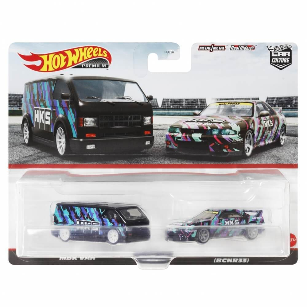 โมเดลรถเหล็ก Hot wheels Premium 2 Pack MBX VAN + NISSAN SKYLINE GT-R (BCNR33) ลาย  HKS