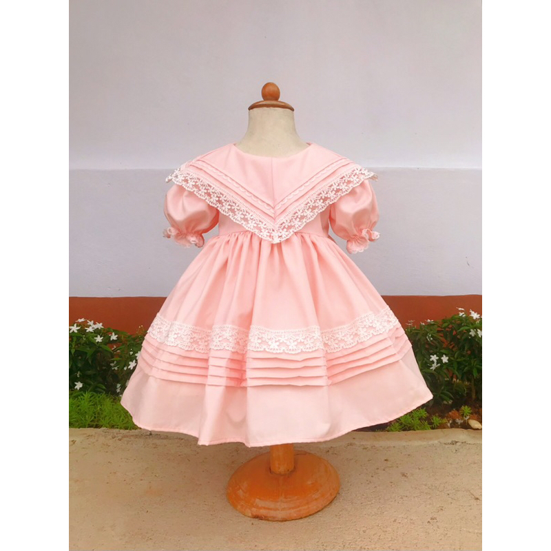 *พร้อมส่ง*Peach vintage dress