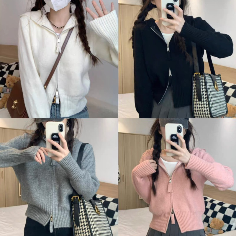 Somedays_closet l พร้อมส่ง Riley Cardigan เสื้อคลุมไหมพรม2ซิป สไตล์เกาหลี ผ้าหนานุ่มใส่สบายยยย