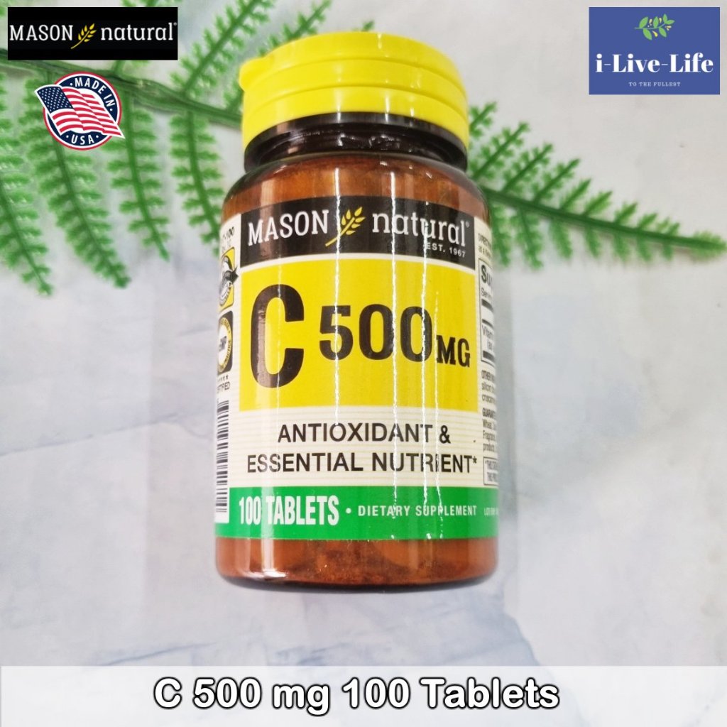 70% OFF ราคา Sale!! EXP:2/2024 วิตามินซี Vitamin C 500 mg 100 Tablets - Mason Natural