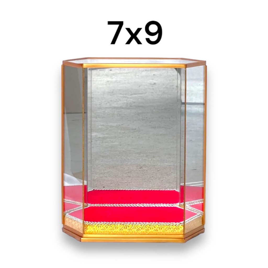ตู้กระจกเหลี่ยม 7x9 ฐานแดง กว้าง 7นิ้ว สูง 9นิ้ว