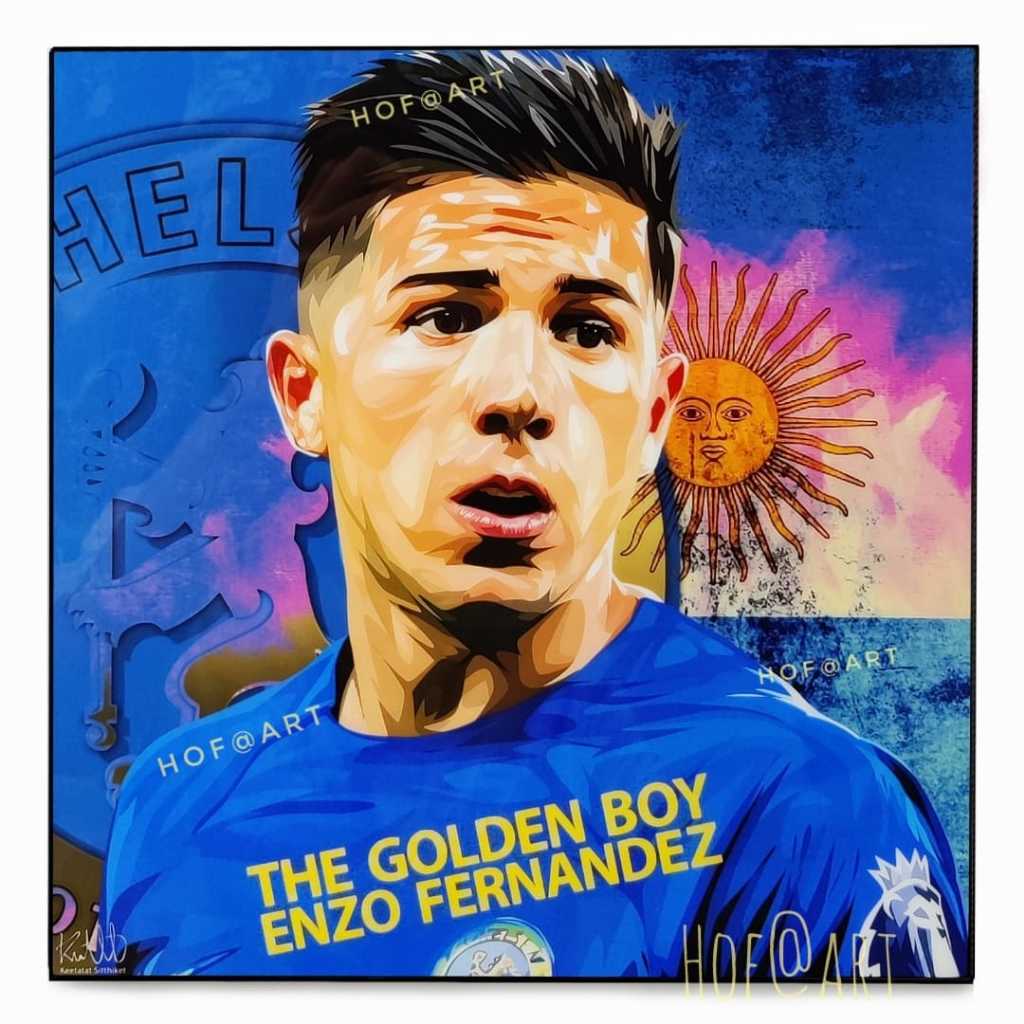 Enzo Fernandez เอนโซ แฟร์นานเดซ Chelsea เชลซี รูปภาพ​ติด​ผนัง​ pop art ฟุตบอล​ Football กรอบรูป​​ แต
