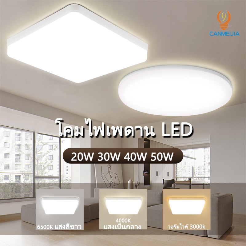 โคมไฟเพดาน โคมไฟติดเพดาน สี่เหลี่ยม ไฟเพดานบ้าน led 20w 30w แผงไฟ ตกแต่งห้องนอนห้องนั่งเล่น ไฟเเต่งห้อง โคมไฟฝ้าเพดาน