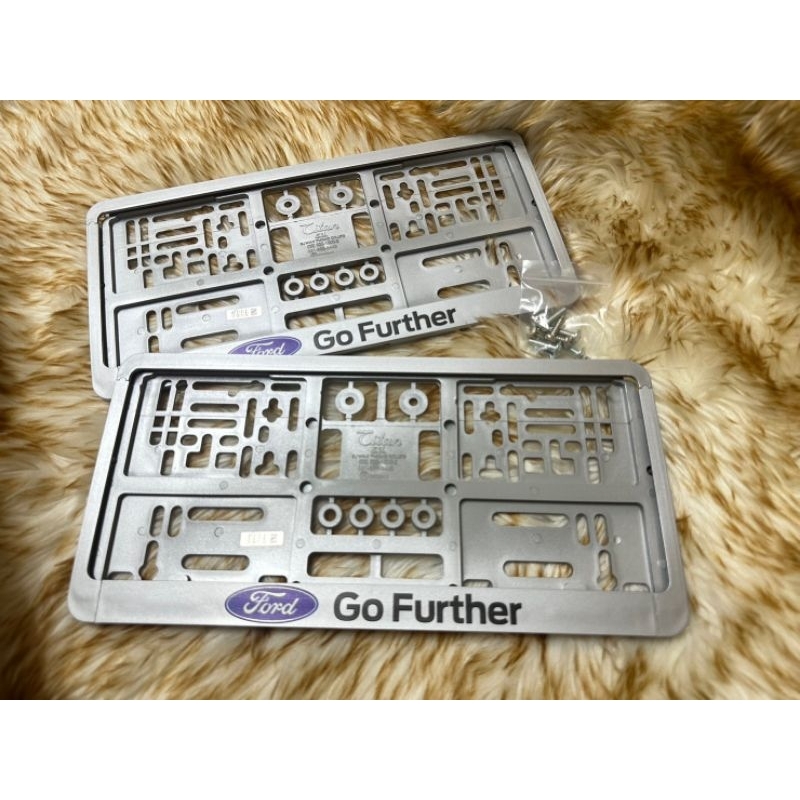 กรอบป้ายทะเบียน หน้า-หลัง FORD Go Further สีซิลเวอร์ ของแท้100%จากศูนย์