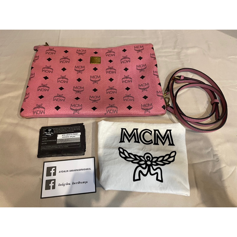 กระเป๋าถือ MCM ชมพู แท้ 100% มือสอง