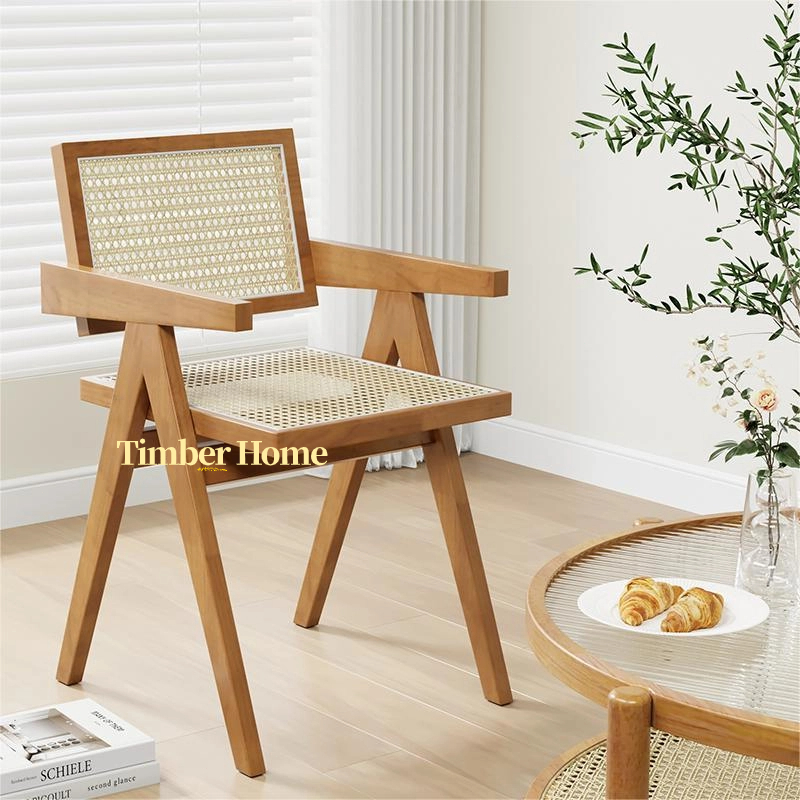 Timber Home เก้าอี้ หวาย เก้าอี้กินข้าว เก้าอี้หวายเทียม มีพนักพิง เก้าอี้หวาย ออกแบบอย่างสวยงาม เก้าอี้ไม้
