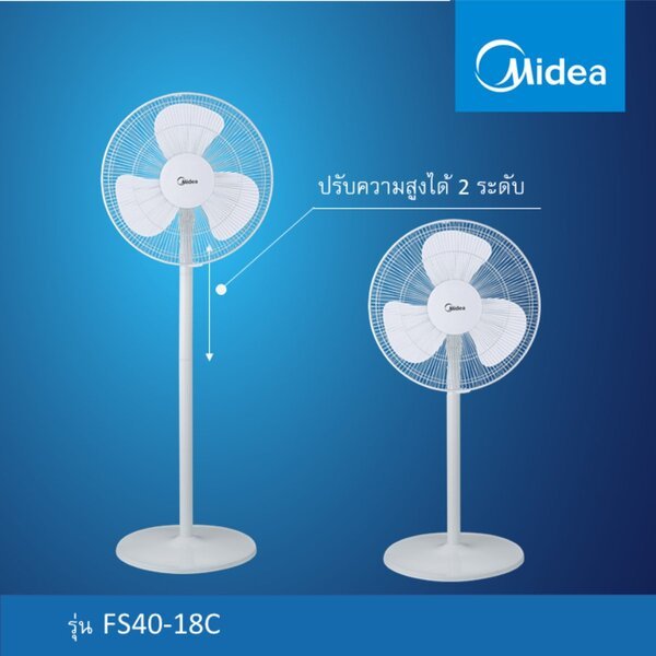 พัดลมตั้งพื้น 16 นิ้ว MIDEA FS40-18C ปรับได้ 2 ระดับ