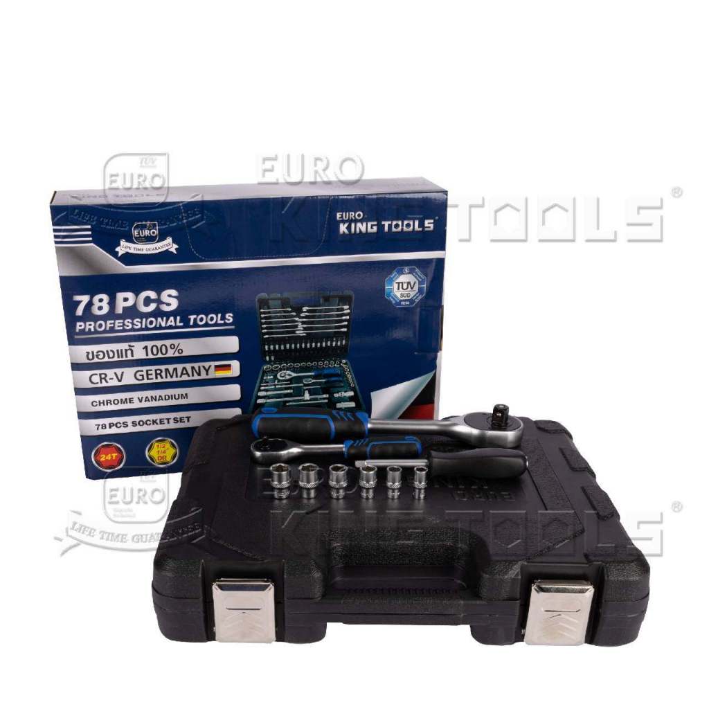 ชุดบล็อค 78 ตัวชุด  premium EURO KINGTOOLS  สินค้ามาตรฐานเยอรมัน เหล็กคุณภาพดี CR-V แข็งแรง ทนทาน