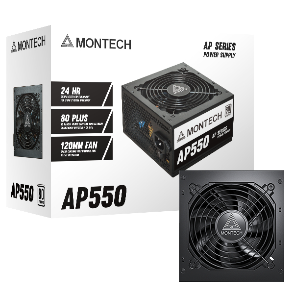 POWER SUPPLY (อุปกรณ์จ่ายไฟ) MONTECH AP550 550W 80PLUS