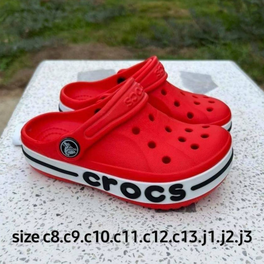 Crocs BayaBand Kid's Clog รองเท้าแตะหัวโต สวมรัดส้น Size C8-J3(24-35) 4 Color(Red-Grey-Pink-Mint)