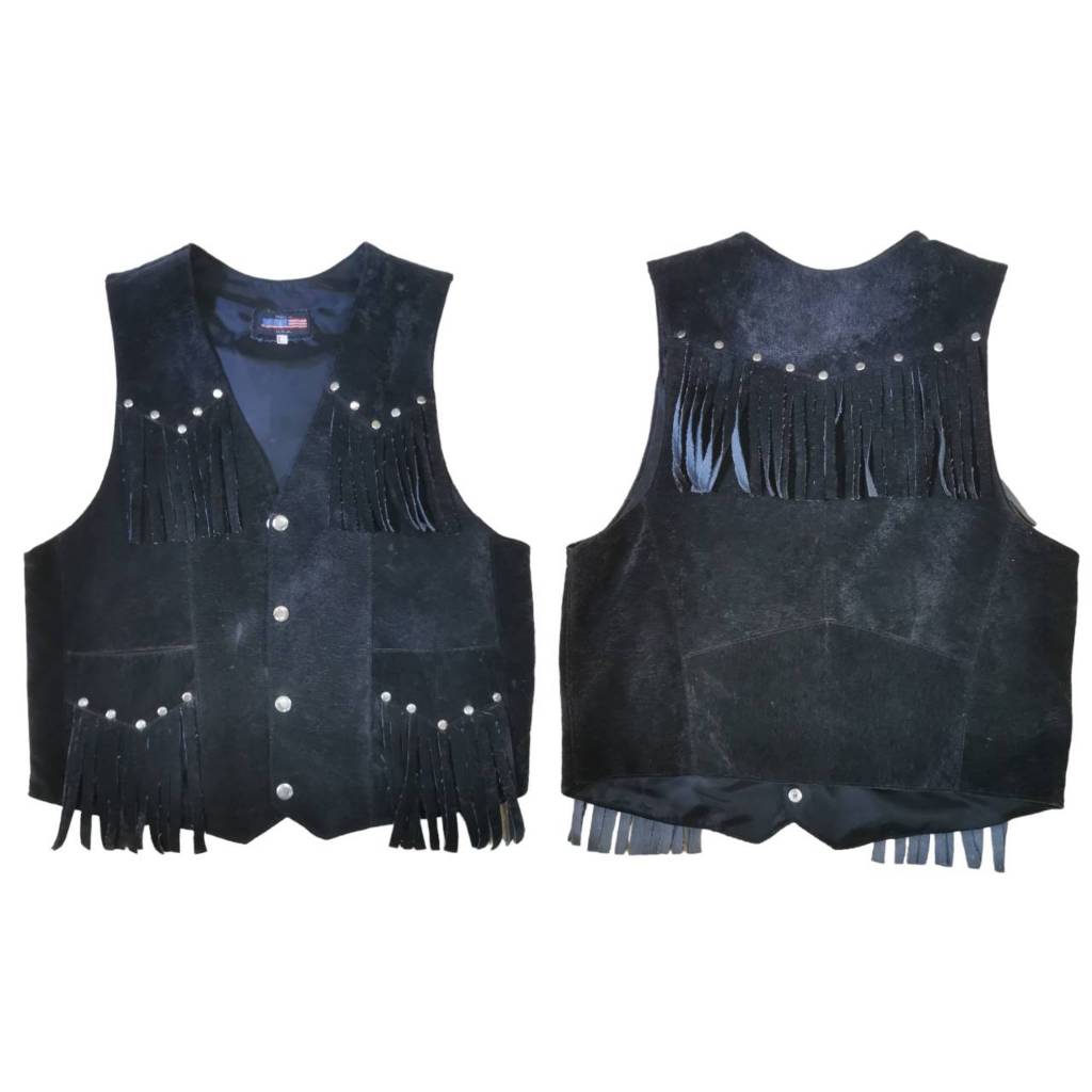 เสื้อกั๊กทรงฮาเลย์ เสื้้อกั๊กคาวบอย หนังแท้ สไตส์โบฮีเมี่ยน Cowboy Vest Leather Jacket W-B1-B23