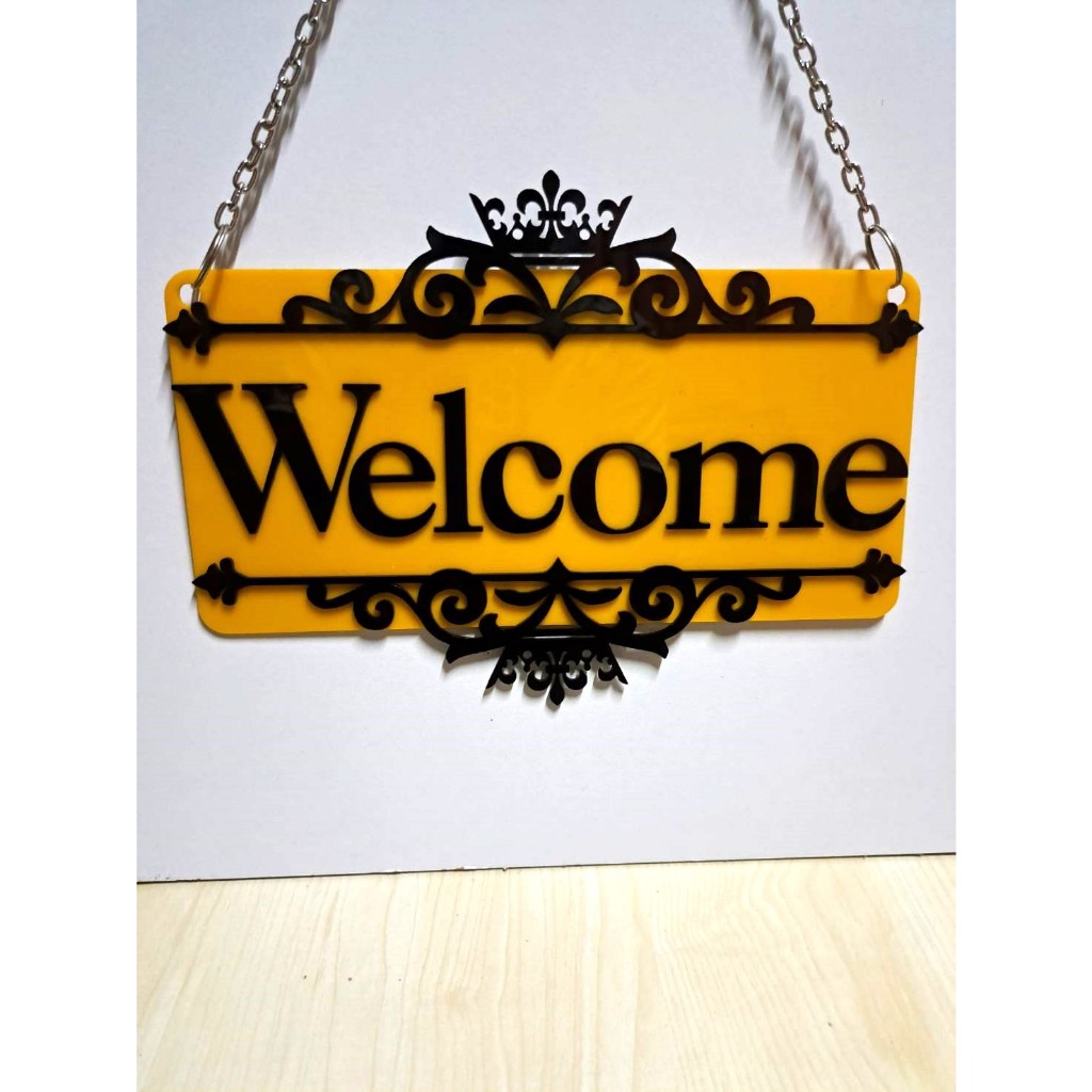 ป้ายเลเซอร์ อะคริลิก Welcome