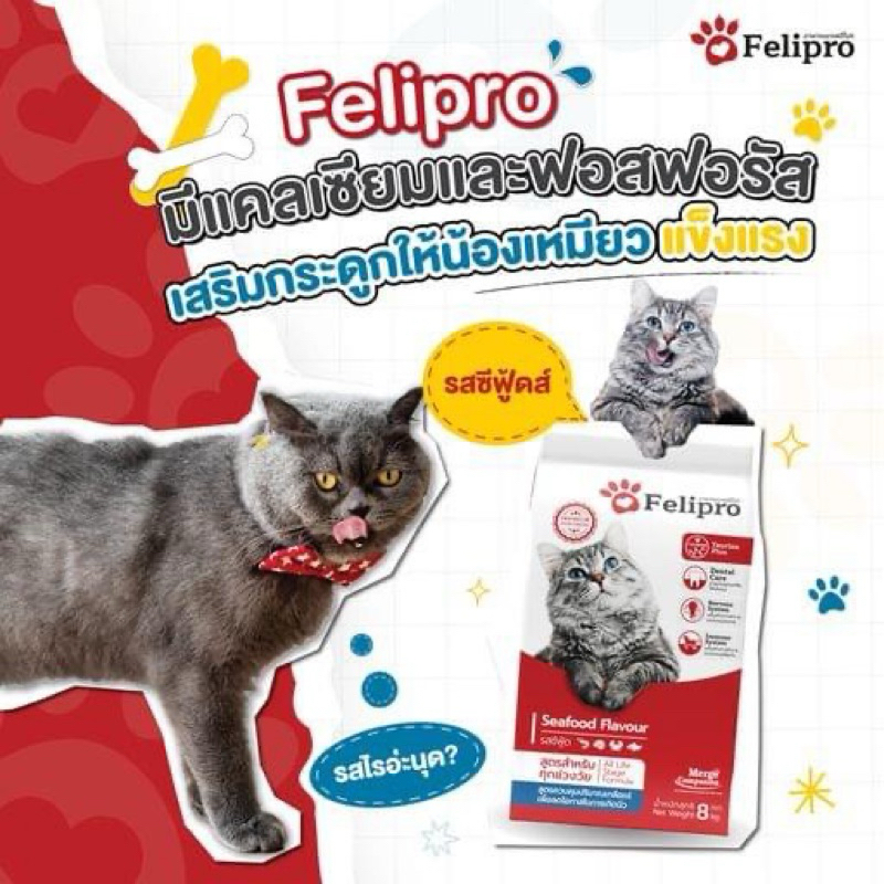 (ถุงสีแดง แพคเกจใหม่) FELIPRO Seafood flavour (1kg) เฟลิโปร อาหารแมว สูตรควบคุมปริมาณเกลือแร่ ลดโอกาสการเกิดนิ่ว ราคา ถูกที่สุด ดีลบีเคเค แกลเลอรีภาพที่ 3