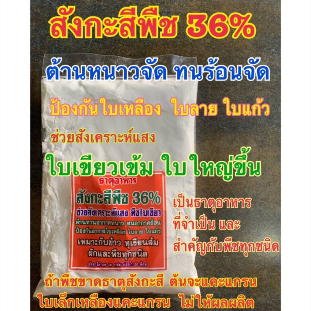 สังกะสีพืช 36% ปุ๋ย อาหารพืช  ต้านหนาวจัด ทนร้อนจัด ช่วยสังเคราะห์แสง ใบเขียวเข้ม  ป้องกันใบเหลืองใบลาย โรคใบแก้ว