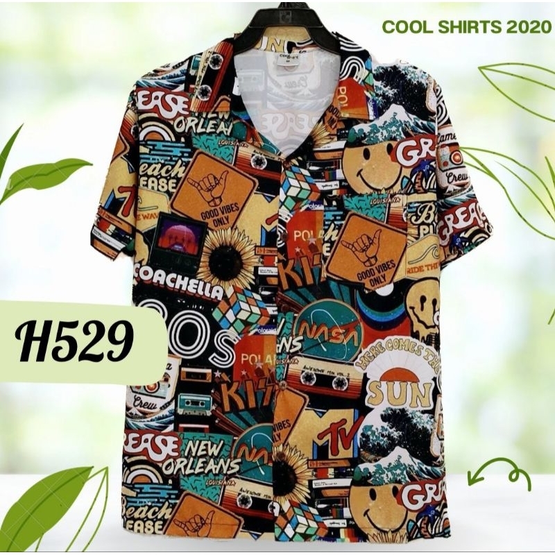 เสื้อฮาวาย ผ้าไหมอิตาลี ย้อนยุค H529