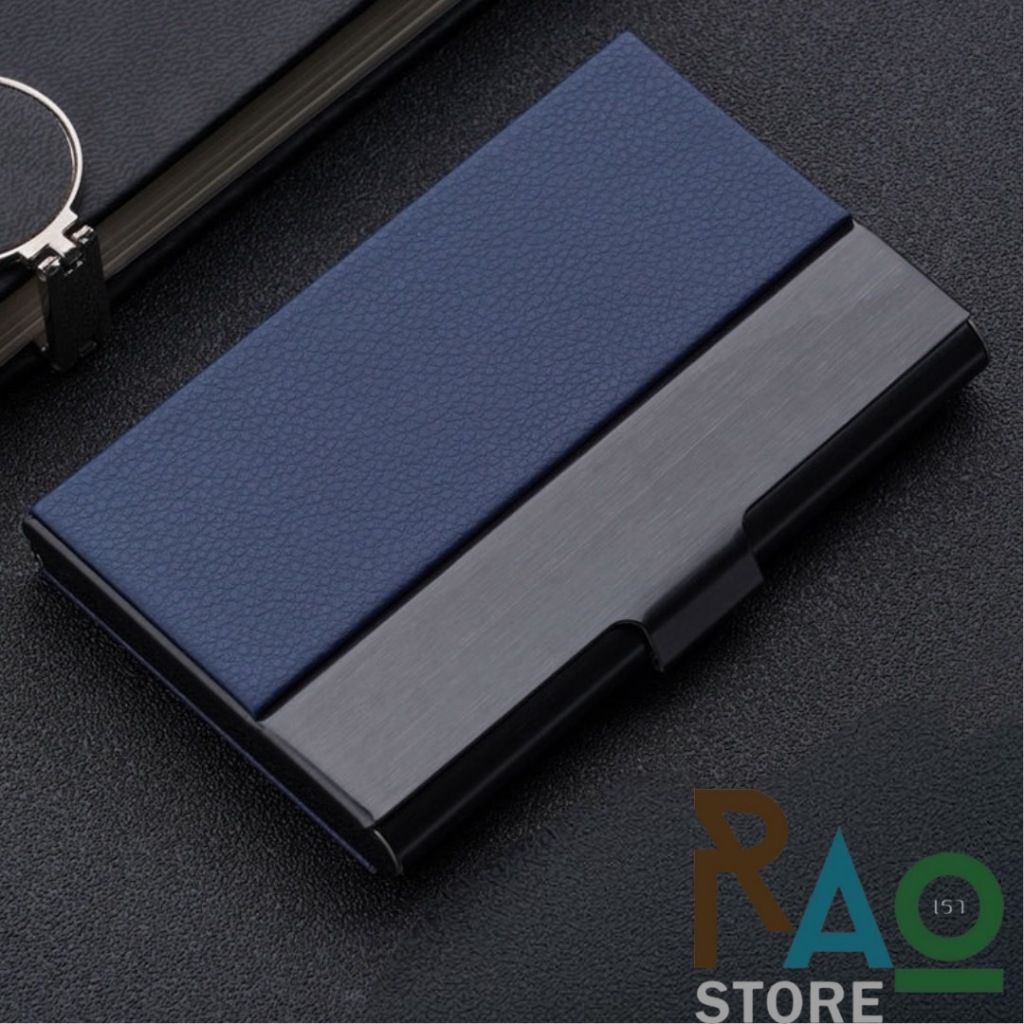 RAO Storeกล่องใส่นามบัตร  ที่ใส่นามบัตรสแตนเลสหนังPUลายออราเคิลสีดำกระเป๋าใส่นามบัตรพกพา Business Card Holder