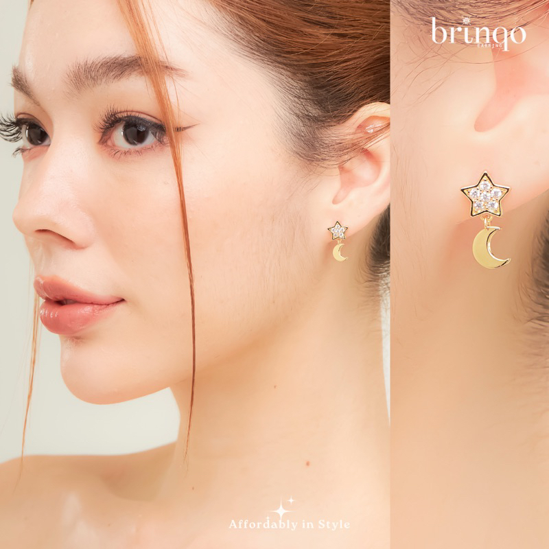 Brinqo 18K Brass Earring ต่างหูทองเหลือง18k Moon Earrings