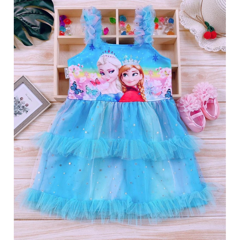 ชุดเจ้าหญิง ชุดเด็กไหล่ฟู กาแลคซี่ 2-7ขวบ(035) - รูปที่ 6