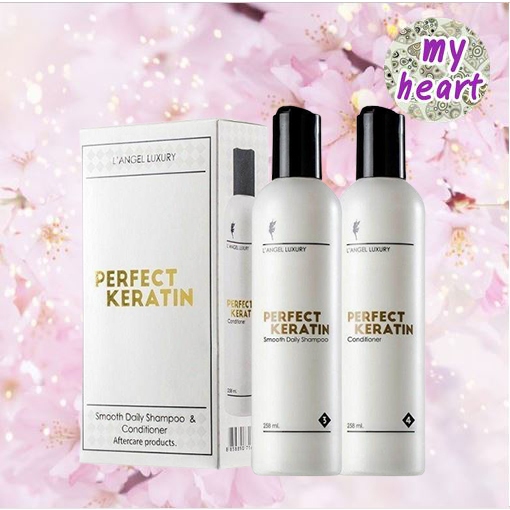 L'ANGEL Perfect Keratin 2x258ml แชมพูและคอนดิชั่นเนอร์ สุดยอดผลิตภัณฑ์ รักษาประสิทธิภาพให้กับเส้นผม