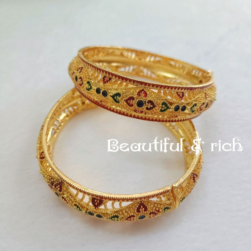 ชุดเซ็ทเครื่องประดับชุดไทย สีทองงานลงยา ชุดที่010 - รูปที่ 2