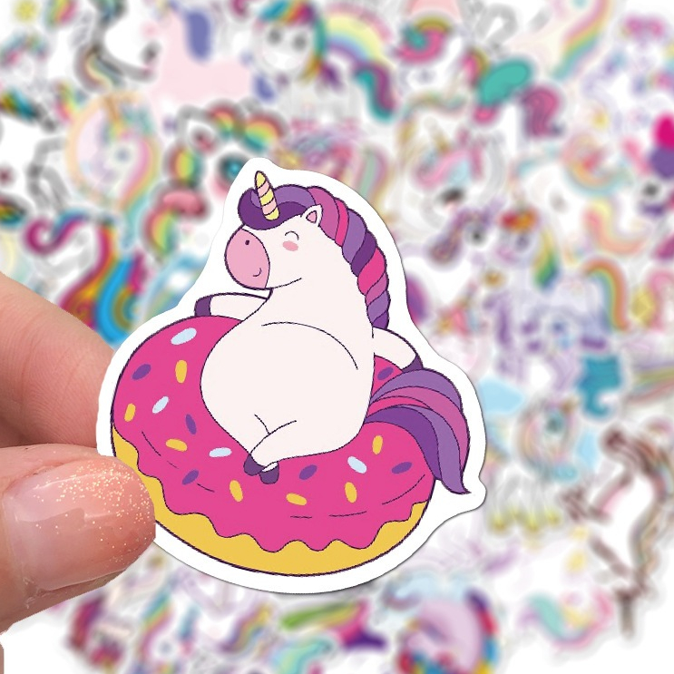 ✨พร้อมส่ง✨unicorn ยูนิคอร์น STICKER 50แผ่น กันน้ำ สติ๊กเกอร์ ใช้ซ้ำได้ กระโปรงหลังรถ โทรศัพท์มือถือ
