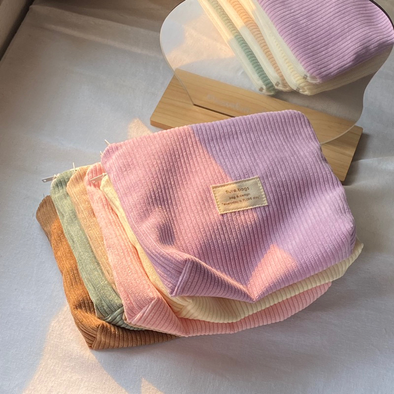 กระเป๋าซิปผ้าลูกฟูกสีพาสเทล flure.bags ราคา ถูกที่สุด ดีลบีเคเค แกลเลอรีภาพที่ 2
