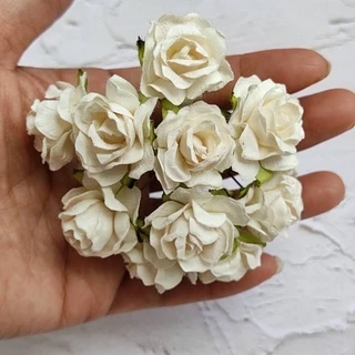 [10 ดอก / กุหลาบ ] ดอกไม้ประดิษฐ์ ดอกไม้กระดาษสา 30-35 มม Artificial Rose Paper Flower 30-35 mm