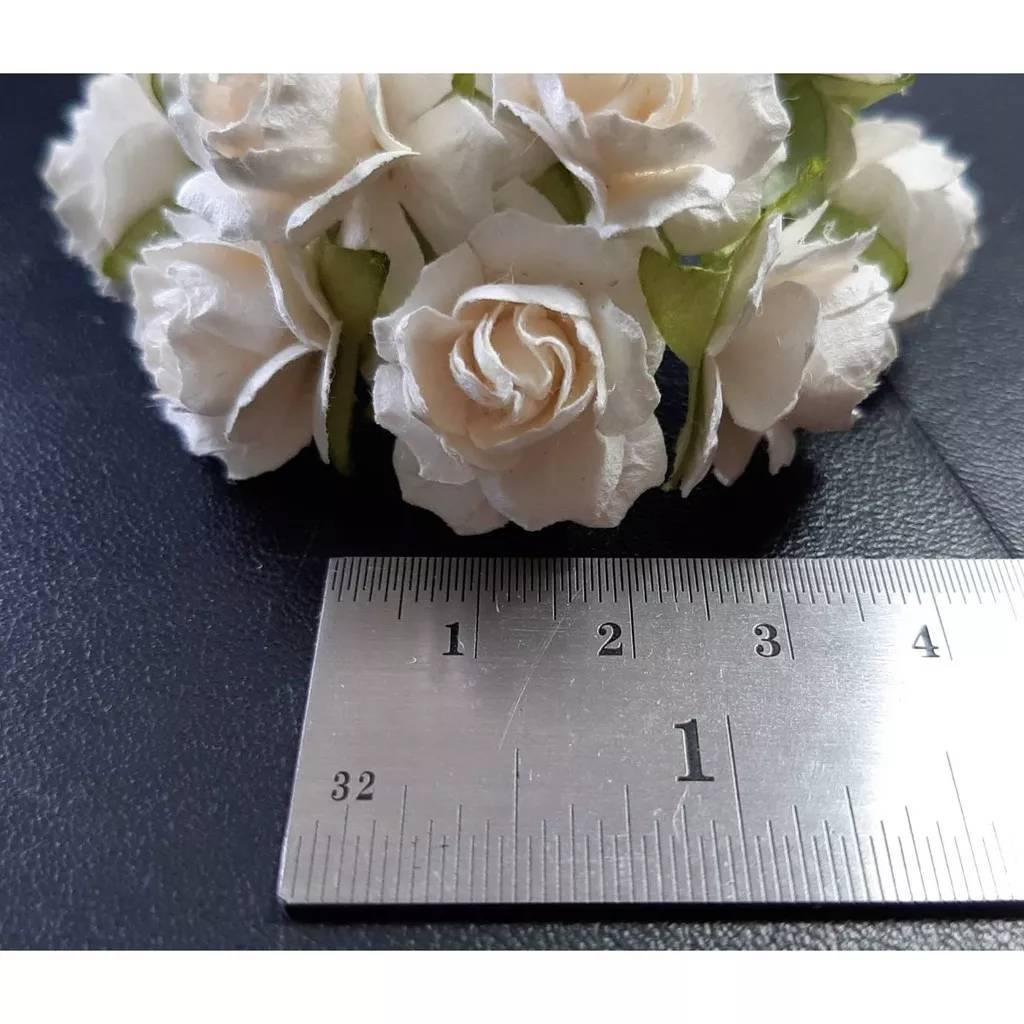 [10 ดอก] ดอกไม้ประดิษฐ์ จากกระดาษสา ดอกกุหลาบ  23-25 มม Artificial Rose Paper Flower 23-25 mm - รูปที่ 2