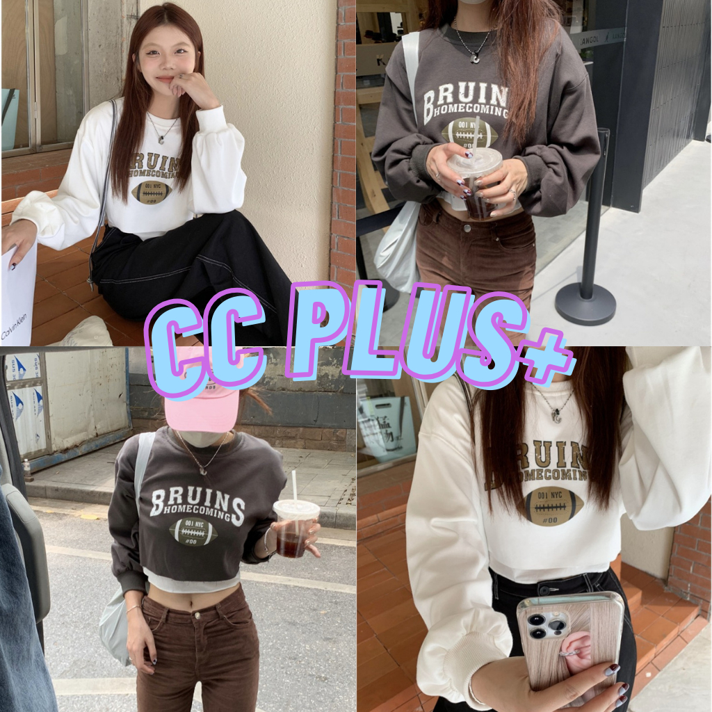 CiCi Plus+ (3516) Plus-Size เสื้อครอปแขนยาว ดีเทลจั้มแขน ชายเสื้อแต่ง  ผ้านุ่มใส่สบายยืดได้เยอะ สไตล์สาวเท่ห์