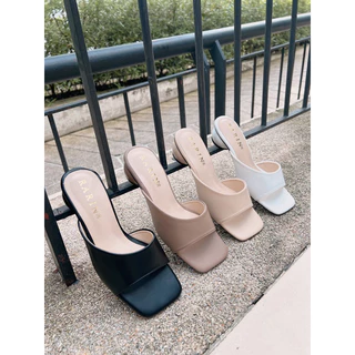 Rarin รุ่น [ Ava ] 36 - 41 รองเท้าส้น macaron ความสูง 1 นิ้ว ทรงสวย เก็บหน้าเท้าได้ดี