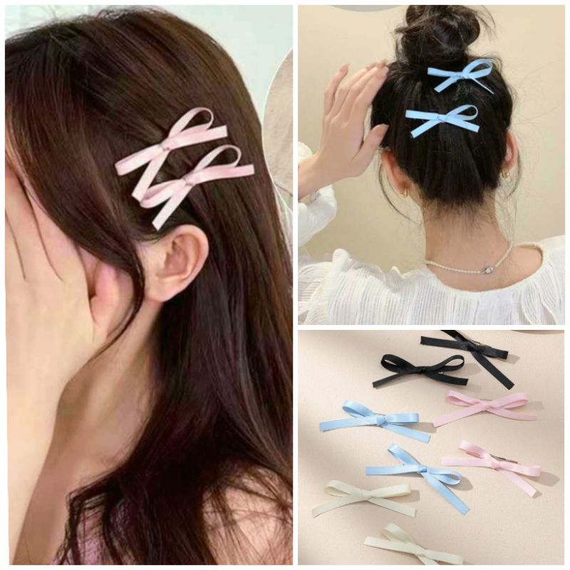 กิ๊บโบว์ติดผมคู่ 2ชิ้น  🎀 โบว์ริ้บบิ้นเกาหลี