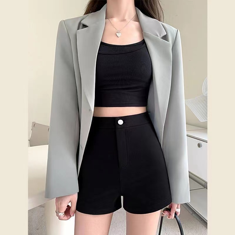 TAIWEI กางเกงขาสั้นผู้หญิง ผ้ายืด กางเกงขาสั้นผ้ายืด กางเกงยีน ผญเอวสูง  #0608