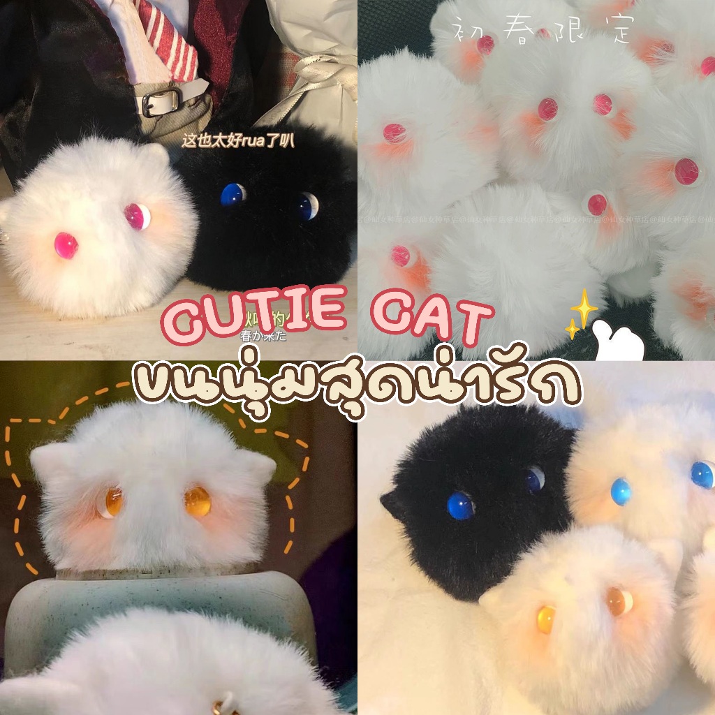 พร้อมส่ง พวงกุญแจหน้าแมวปอมปอม จี้ตุ๊กตาเหมาะสำหรับแขวนกับกระเป๋า กุญแจต่าง ๆ