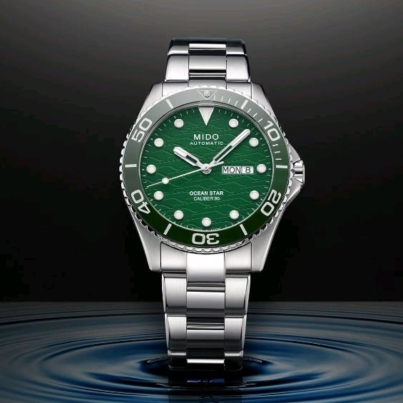 MIDO Ocean Star 200C นาฬิกาข้อมือ Automatic รุ่น M042.430.11.091.00 หน้าปัดสีเขียว ลายคลื่นทะเล ขนาด 42.5 mm.