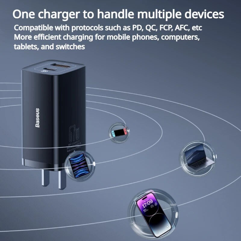 หัวชาร์จ GaN3 Lite Quick Charger Baseus 67W (สินค้าแท้ 100%) ราคา ถูกที่สุด ดีลบีเคเค แกลเลอรีภาพที่ 3