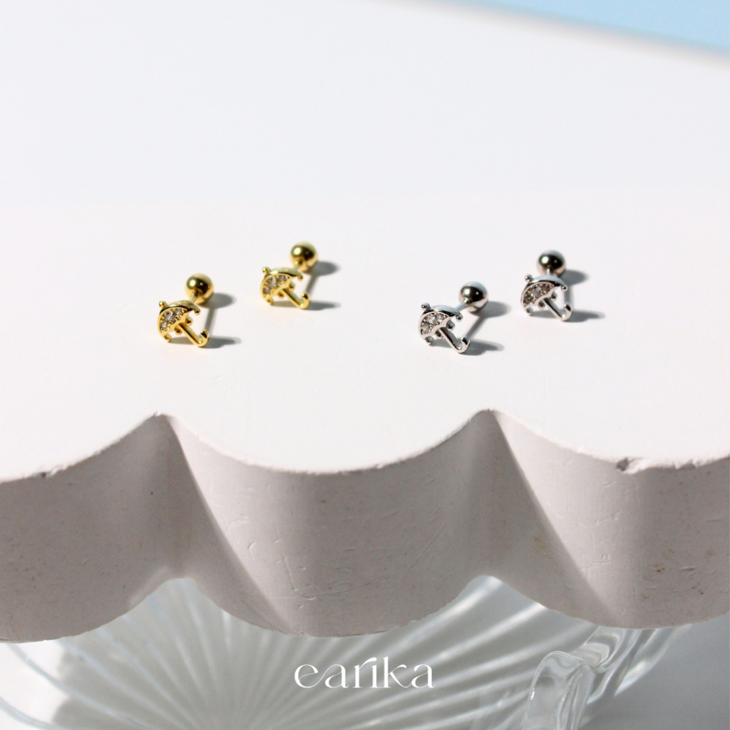 earika.earrings - jewel umbrella piercing จิวเม็ดกลมเงินแท้รูปร่ม เหมาะสำหรับคนแพ้ง่าย