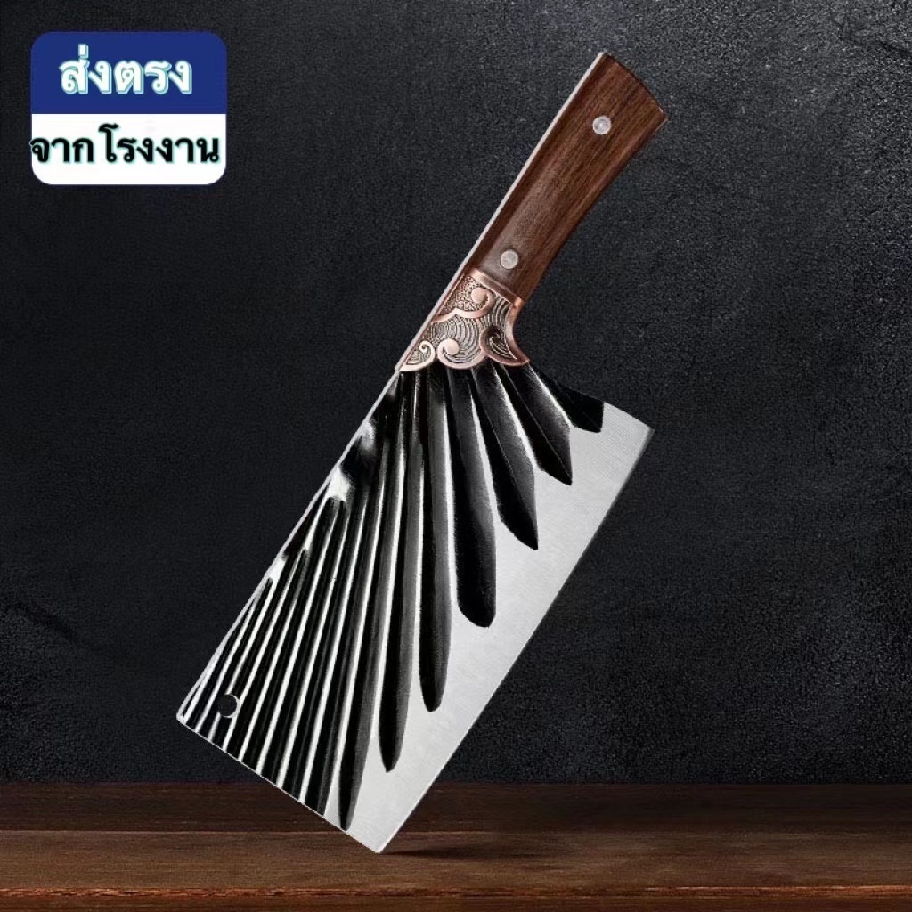 มีดเชฟการตัดก่อนและหลังมีดแมเชเต้มีดแล่กระดูก มีดแล่เนื้อ มีดอีโต้ ด้ามมีลวดลาย จับถนัดมือ และคมมาก - รูปที่ 6