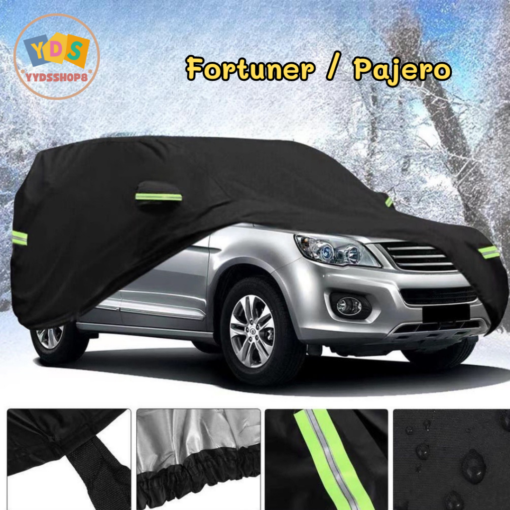 ผ้าซีดาน ผ้าคลุมรถยนต์ สีดำ คลุมแบบเต็มคัน pajero /  Fortuner มีแทบสะท้อนแสง