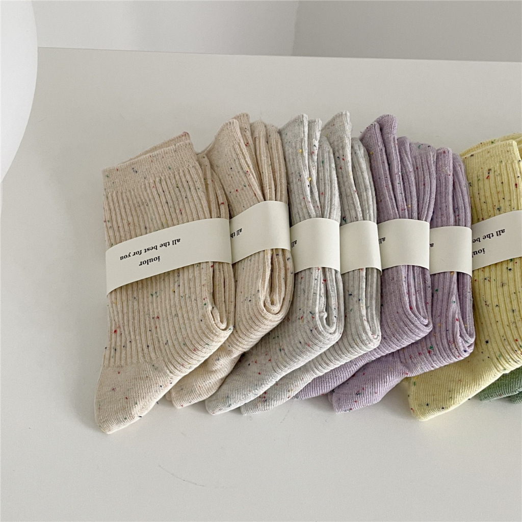 ถุงเท้าข้อกลาง สีพื้น ผ้าฝ้าย แฟชั่น ใส่สบาย สไตล์เกาหลี No.79 - รูปที่ 3