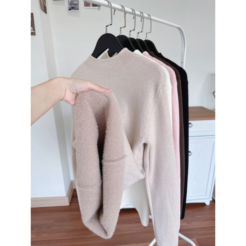 [Make your Clothes] Warm sweater inner knit ไหมพรมคอปีนบุขน