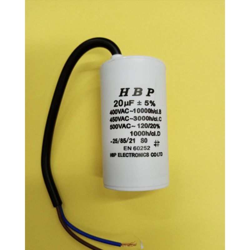 Motor Run  Capacitor 20 uf + - 5% 450 Vac ขนาด7x4 Cm แบบ2สาย สินค้าพร้อมส่ง