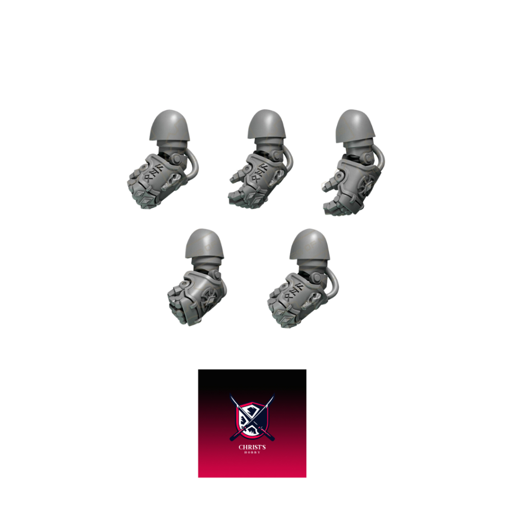 Grimdark scifi miniatures parts - Primal Hounds Destroyers Fists Left (x5)