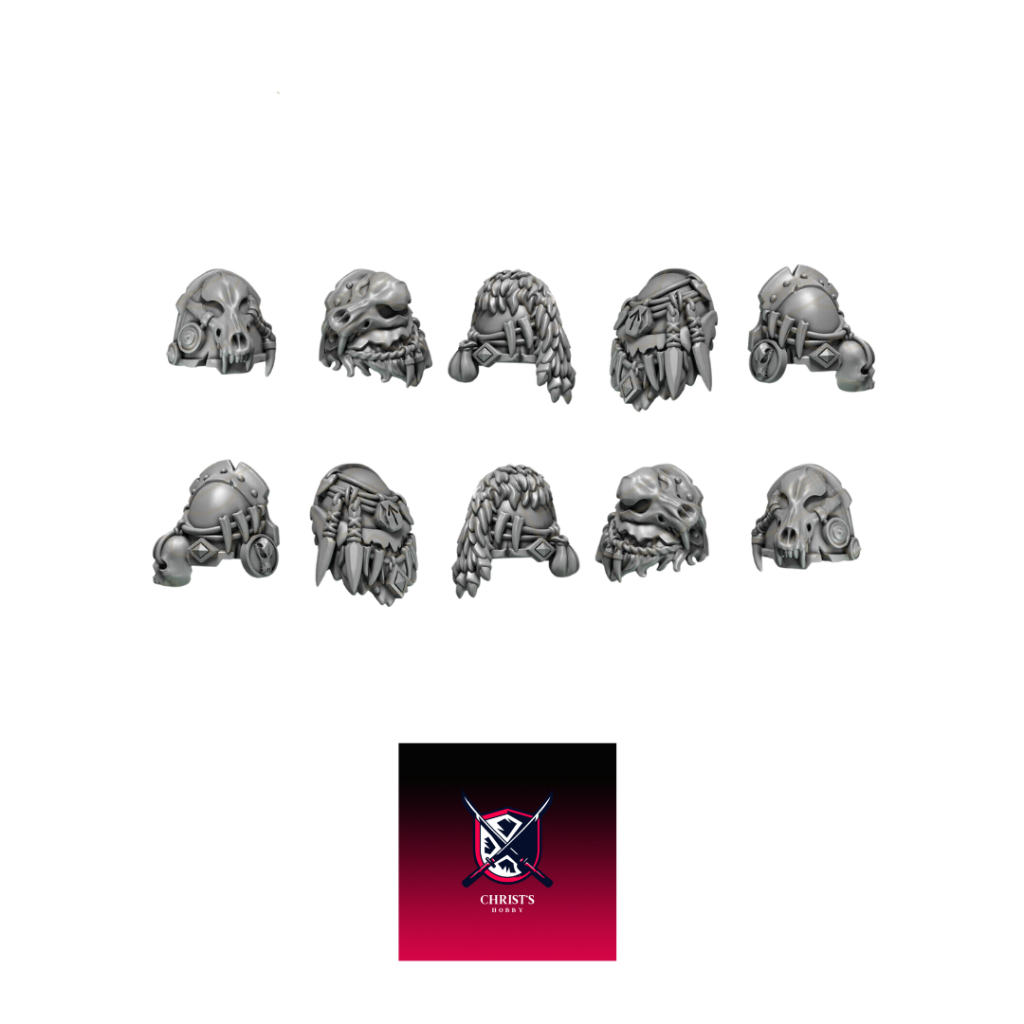 Grimdark scifi miniatures parts - Shoulder Pads - Primal Hounds Set #1