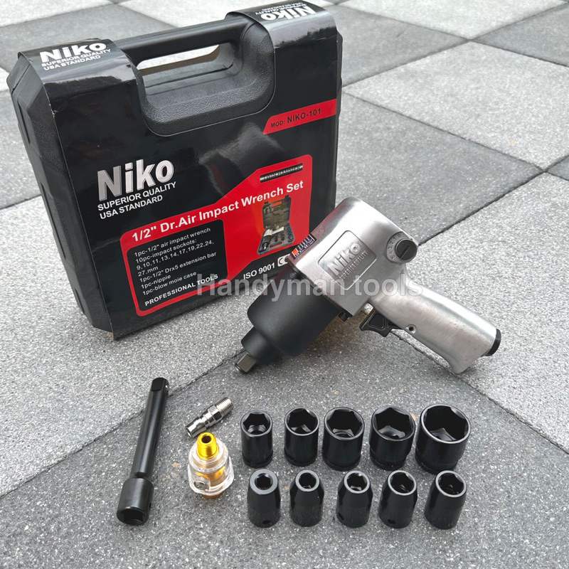 NIKO ชุดบล็อกลม บล็อกลม รุ่น NIKO-101 ขนาด 4 หุน(1/2นิ้ว) TWIN HAMMER คุณภาพสูง ใช้ขันงานหนักได้ ใช้กับปั๊มลม 30 ลิตรได้