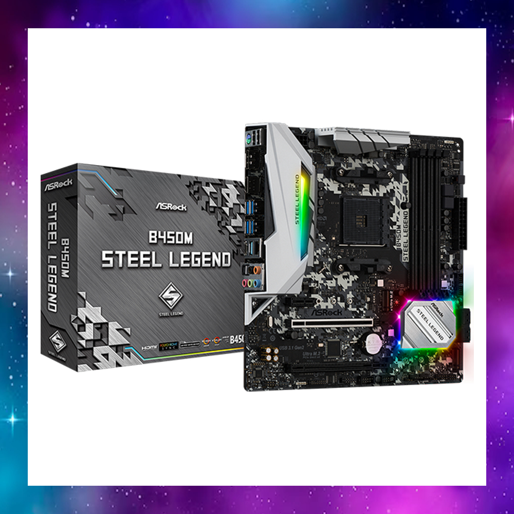 MAINBOARD (เมนบอร์ด) AM4 ASROCK B450M STEEL LEGEND RYZEN ใช้งานปกติ