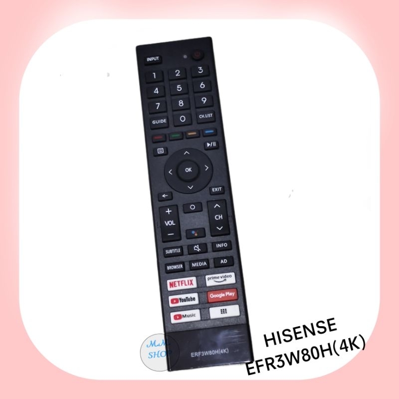 Hisense รีโมททีวี Smart  TV ยี่ห้อ  ไฮเซ่นส์ รุ่น ERF3W80H(4K)