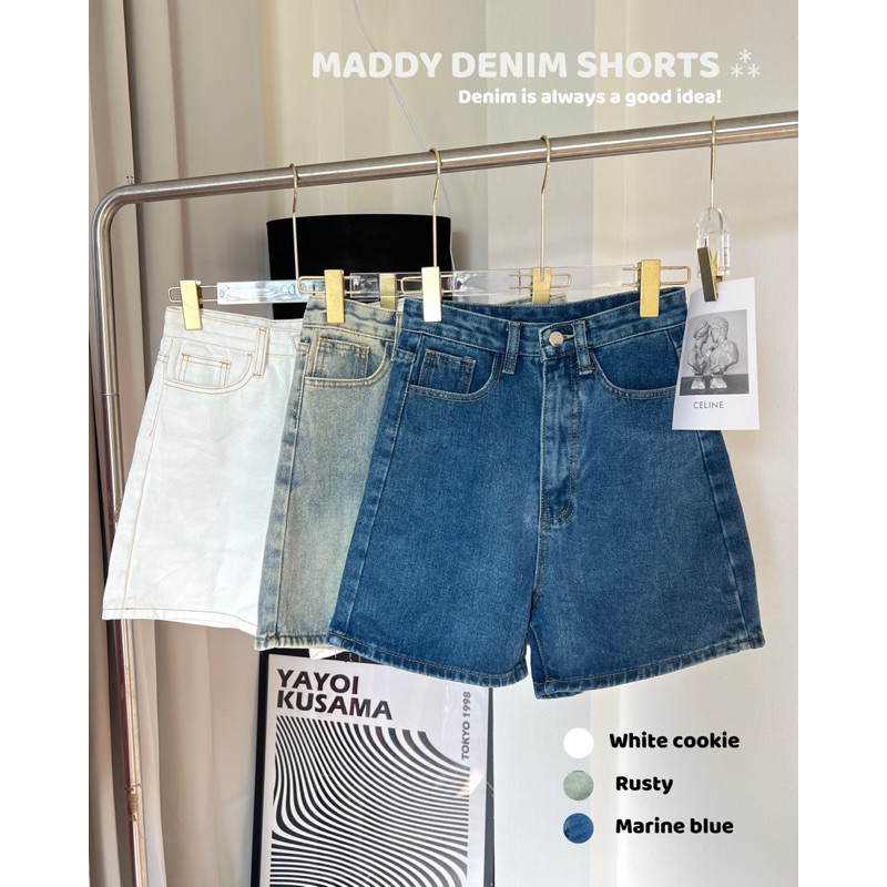 Maddy Denim Shorts(ลด30%เก็บโค้ดห้นาแอป) กางเกงยีนส์ขาสั้น ผ้าไม่บาง