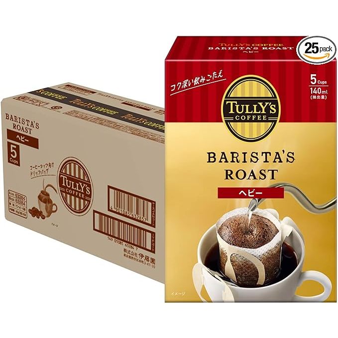 Tully's Coffee กาแฟดริป (หนัก) 9.0กรัม x 5 ถุง x 5 ชิ้น Barista's Roast [ส่งตรงจากญี่ปุ่น]